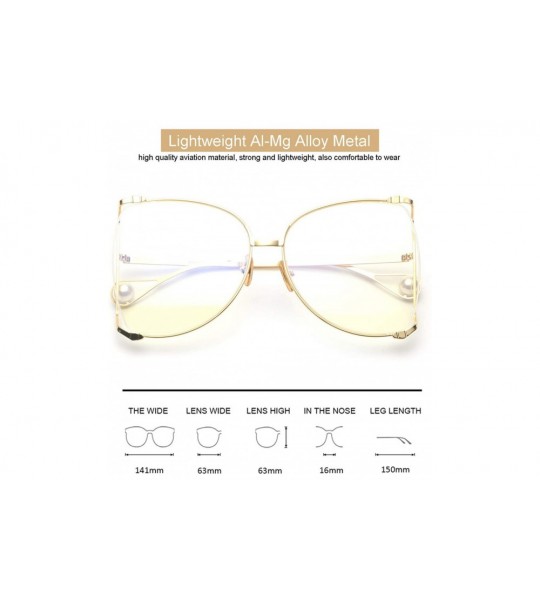 Rimless Oversized Semi Rimless Sunglasses For Women - Gold Frame/Clear Lens - CT18CGDGAZL $28.87