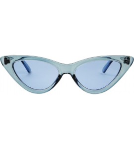 Goggle Slim Small Exaggerated Cat Eye Sunglasses Clear Translucent Candy Color Tinted Lens Shades - Bold Blue - CO18CACWZ0K $...