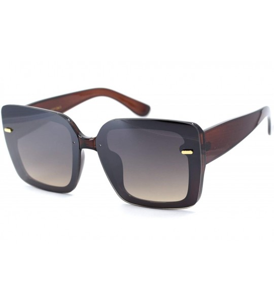 Rectangular Womens Exposed Lens 90s Rectangular Butterfly Chic Diva Sunglasses - Brown Gradient Brown - CW18T7EDGXA $22.88