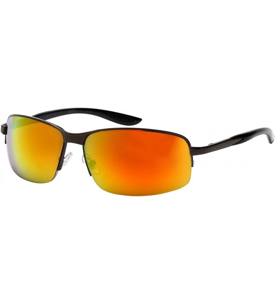 Square Semi-Rimless Square Frames w/Color Mirror Lens 25126S-REV - Matte Gunmetal - C512JOADDVP $19.01