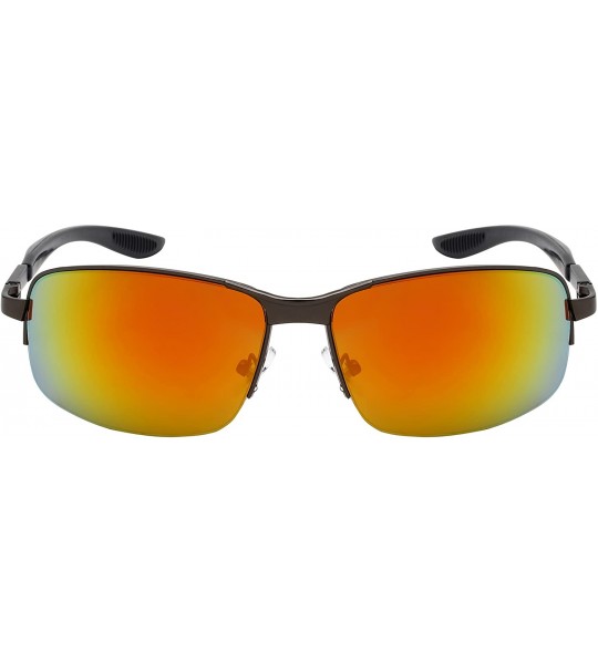 Square Semi-Rimless Square Frames w/Color Mirror Lens 25126S-REV - Matte Gunmetal - C512JOADDVP $19.01