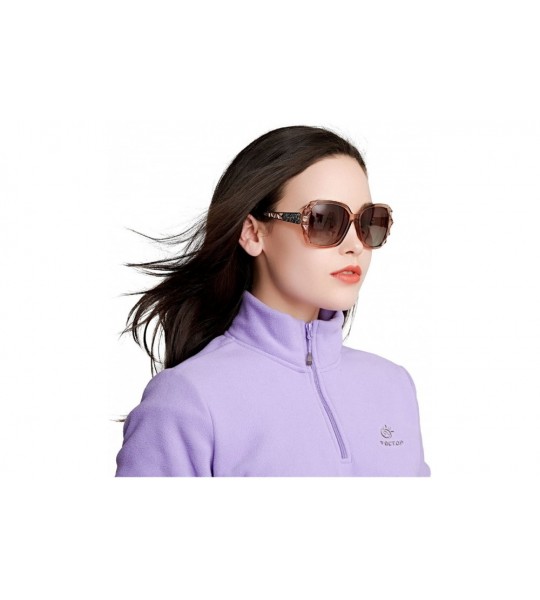 Square Women Sunglasses Fashion Ladies Polarized Shades Square Oversized Sunglasses VC1002 - Coffee Frame/Coffee Lens - CN180...