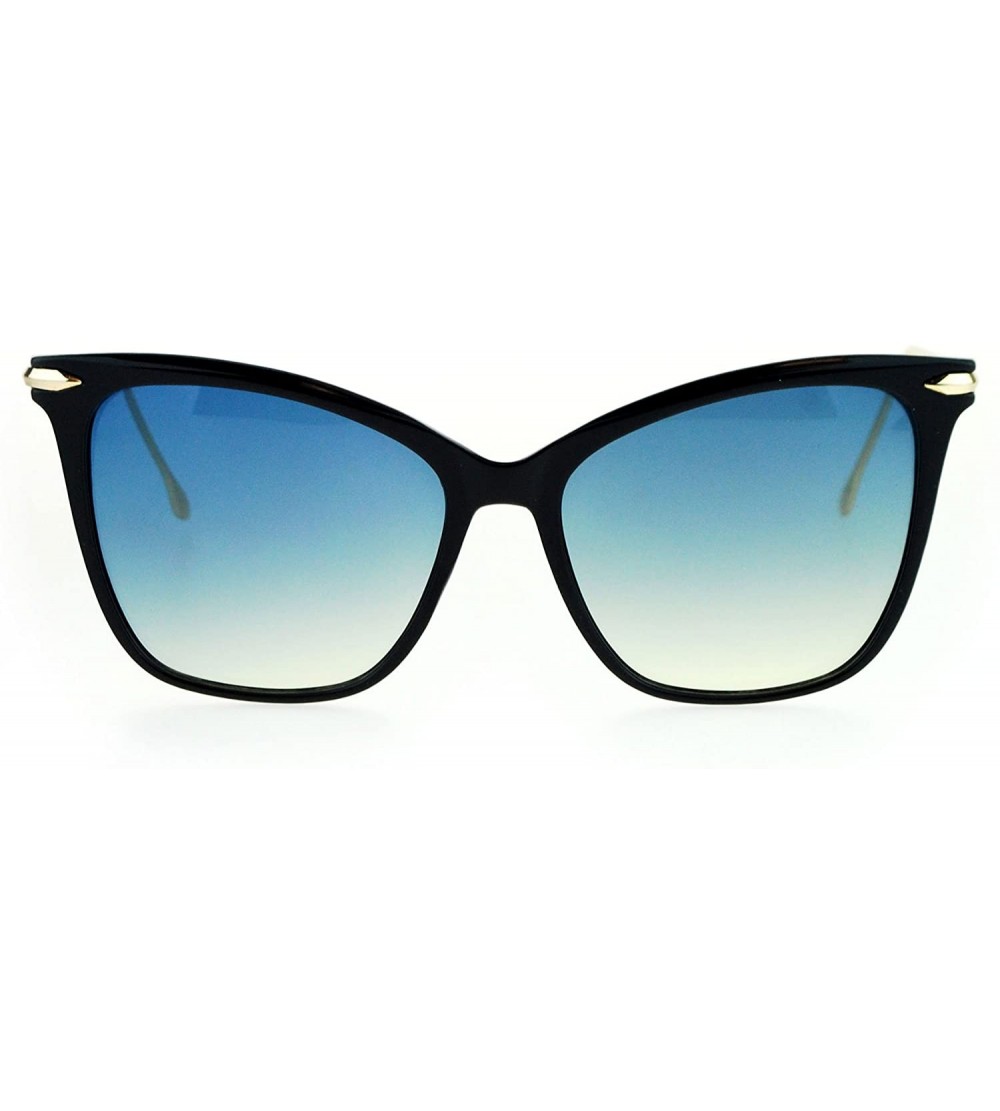 Butterfly Fashion Sunglasses Womens Square Butterfly Frame Ombre Color Lens - Black (Blue Yellow) - CA183Z7UOR6 $23.18