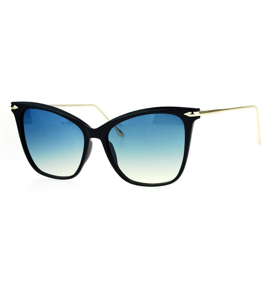 Butterfly Fashion Sunglasses Womens Square Butterfly Frame Ombre Color Lens - Black (Blue Yellow) - CA183Z7UOR6 $23.18