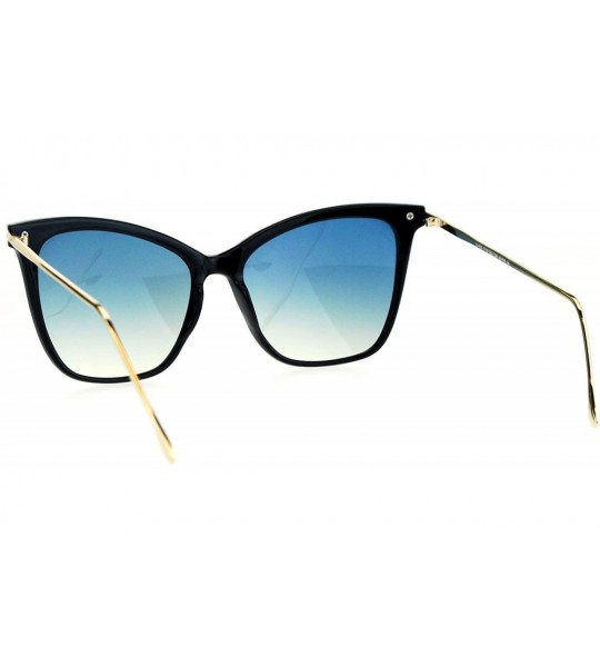 Butterfly Fashion Sunglasses Womens Square Butterfly Frame Ombre Color Lens - Black (Blue Yellow) - CA183Z7UOR6 $23.18