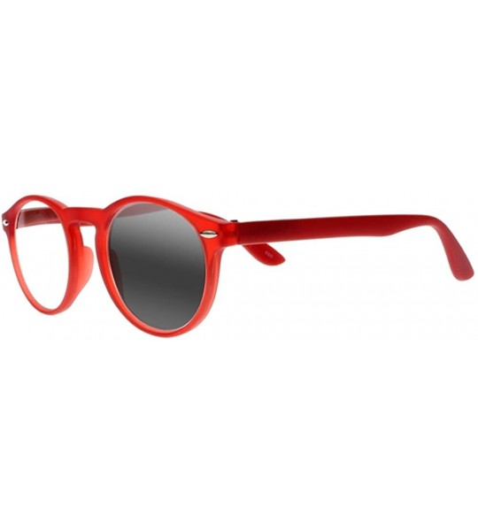 Round Retro Horn Rim Round Frame Transition Photochromic Reading Glasses Eyewear UV400 Sunglasses - Red - CT18EDN9XYD $33.97