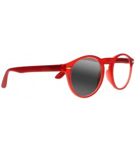 Round Retro Horn Rim Round Frame Transition Photochromic Reading Glasses Eyewear UV400 Sunglasses - Red - CT18EDN9XYD $33.97