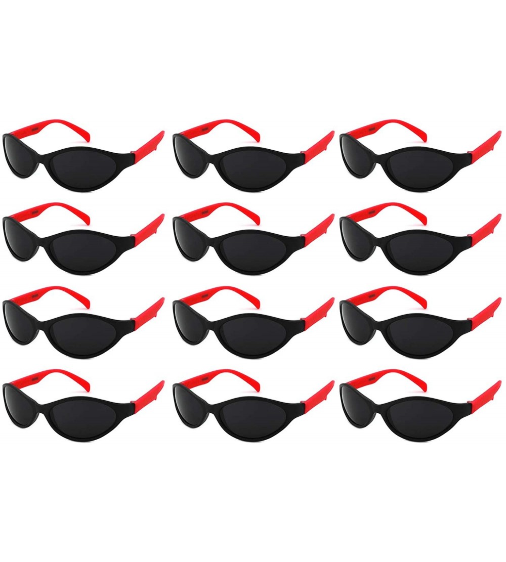 Oval 12 Pack 80's Style Neon Party Sunglasses Adult/Kid Size with CPSIA certified-Lead(Pb) Content Free - CS12O6GZMUB $19.09