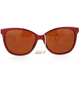 Wayfarer Wire Metal Temple Tip Oversize Cat Eye Horn Rim Sunglasses - Red - CK12DA4L3Q3 $23.73