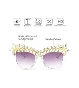 Oversized Womens Luxury Diamond Decorated Sunglasses UV400 Retro Eyeglasses - Style 01 - C618GWY6UM0 $25.03