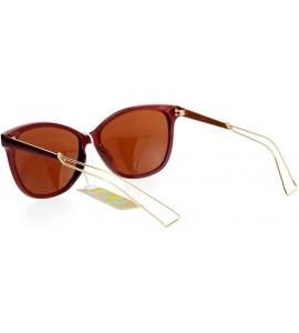 Wayfarer Wire Metal Temple Tip Oversize Cat Eye Horn Rim Sunglasses - Red - CK12DA4L3Q3 $23.73