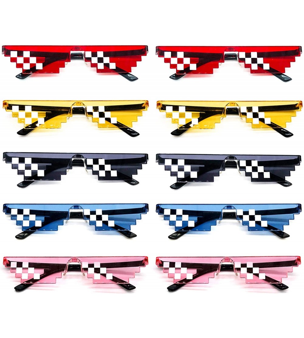 Square Thug Life Party Sunglasses 8 Bit Pixelated Mosaic Gamer MLG Photo Props Glasses for Adults Teens - Mix - CT18TWEDU8W $...