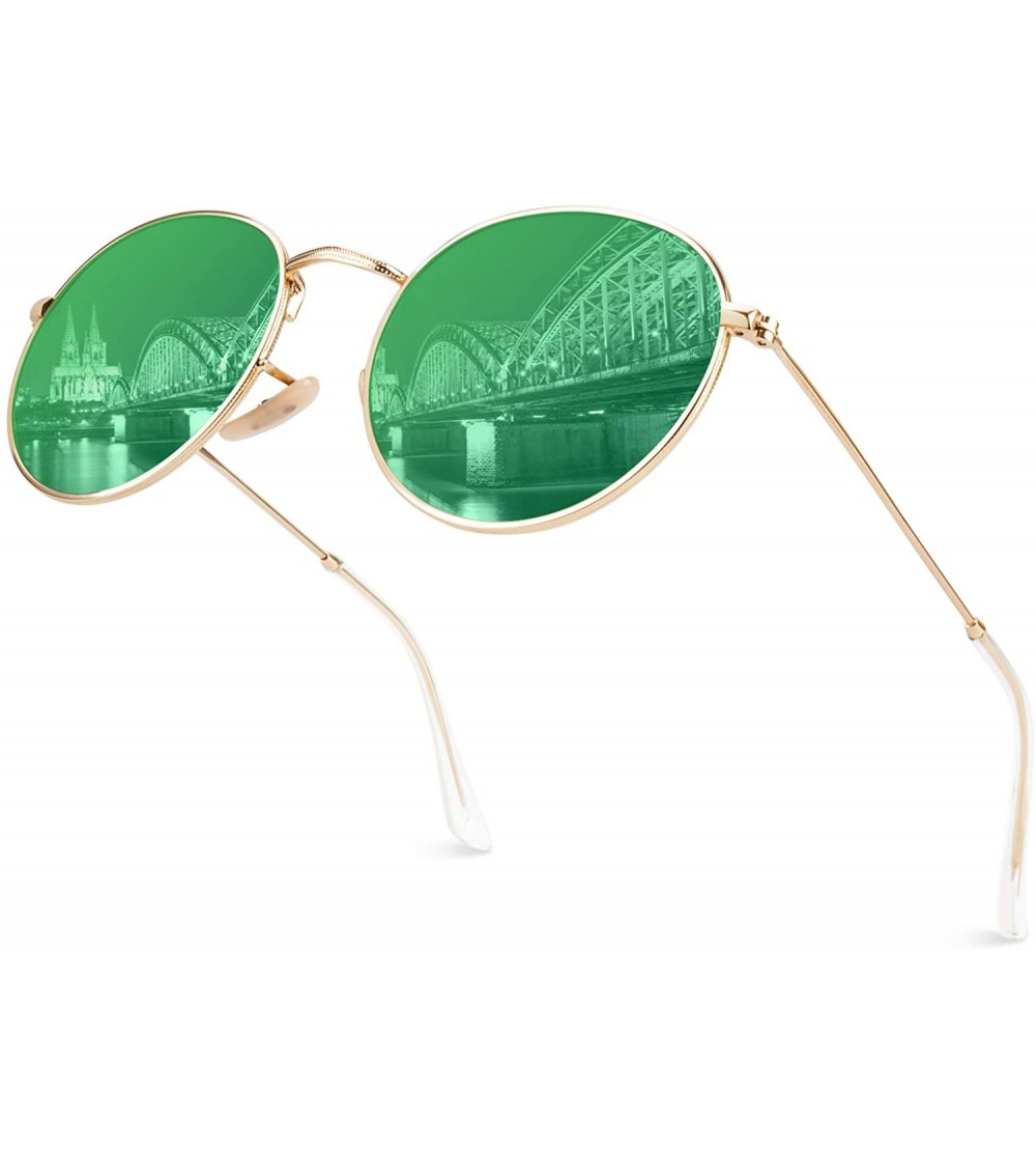 Aviator Retro John Lennon Sunglasses for Men Women Polarized Hippie Round Circle Sunglasses MFF7 - A Gold Green - CG17YK2A4ZK...