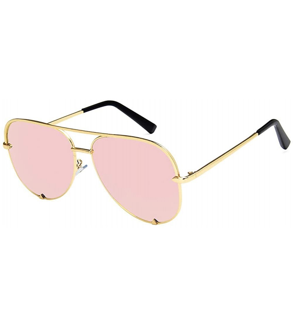 Oval Unisex Sunglasses Retro Black Drive Holiday Oval Non-Polarized UV400 - Gold Pink - CZ18RLIYLYC $18.42