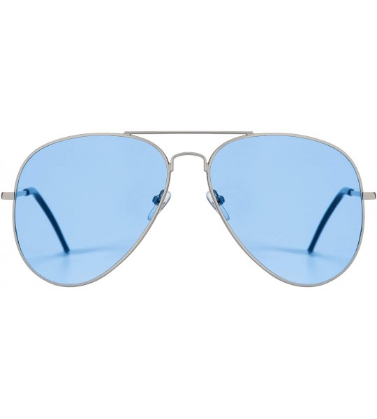 Aviator Sunglasses Men's Ladies Fashion 80s Retro Style Designer Shades UV400 Lens Unisex - Blue - CA11LDQEIAJ $17.19