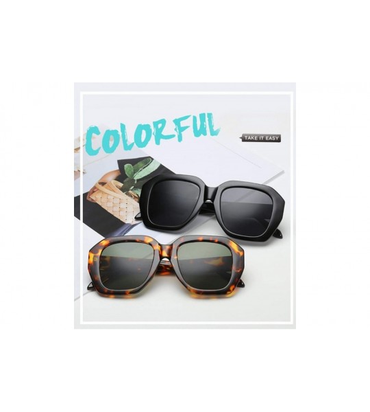 Oversized New Styles Fashion Square Sunglasses Women Brand Designer Colorful Mirror Lens Frame Vintage Luxury Sunglasses - C3...