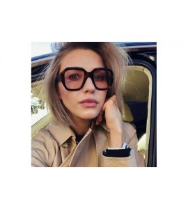 Oversized New Styles Fashion Square Sunglasses Women Brand Designer Colorful Mirror Lens Frame Vintage Luxury Sunglasses - C3...