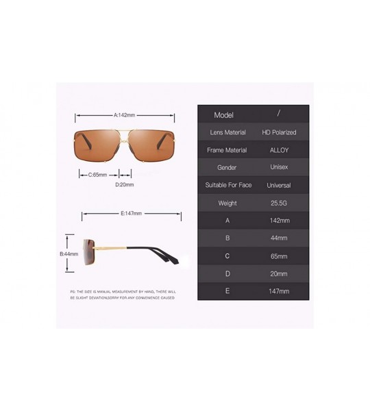 Square Men's Polarization Classic Frameless Sunglasses Ring Square Glasses Fishing Lens Driving Lens - E - CG18QR72LAL $67.48