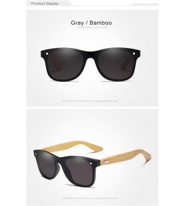 Square Genuine polarized sunglasses handmade square men fashion Full Lens UV400 Bamboo - Gray - CT18ZY6X04A $42.58