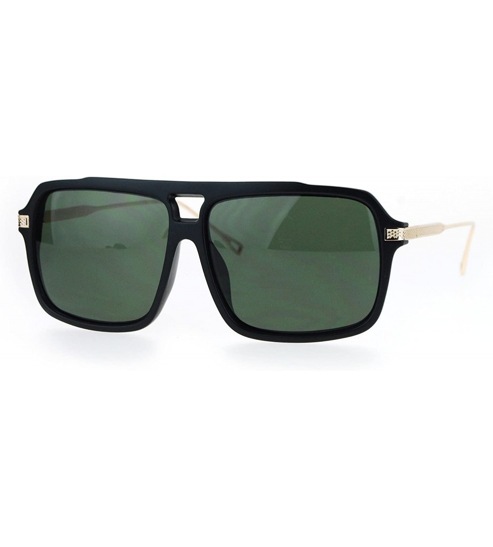 Rectangular Mens Luxury Mobster Style Racer Plastic Fashion Sunglasses - Matte Black Green - CC18KR8TRCR $23.67