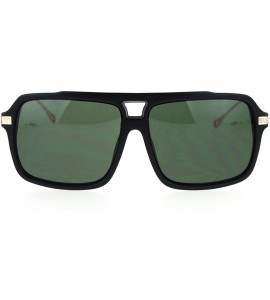 Rectangular Mens Luxury Mobster Style Racer Plastic Fashion Sunglasses - Matte Black Green - CC18KR8TRCR $23.67