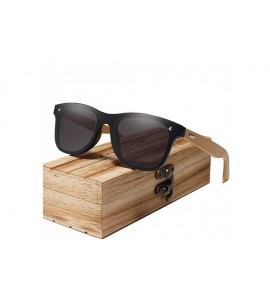 Square Genuine polarized sunglasses handmade square men fashion Full Lens UV400 Bamboo - Gray - CT18ZY6X04A $42.58