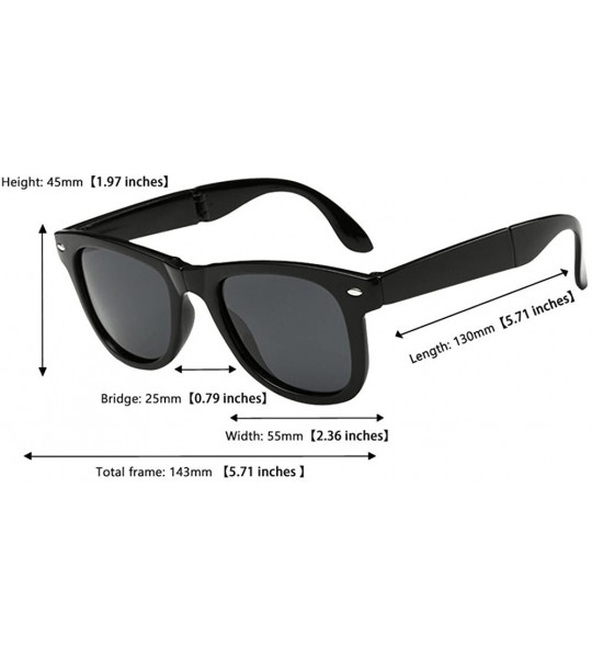 Wrap Limited Edition Horn Rimmed Polarized Folding Sunglasses with Compact Pocket - Black/Gray - C612EDAGFUR $20.44