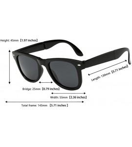 Wrap Limited Edition Horn Rimmed Polarized Folding Sunglasses with Compact Pocket - Black/Gray - C612EDAGFUR $20.44