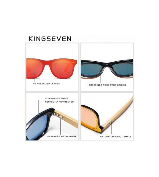 Square Genuine polarized sunglasses handmade square men fashion Full Lens UV400 Bamboo - Gray - CT18ZY6X04A $42.58