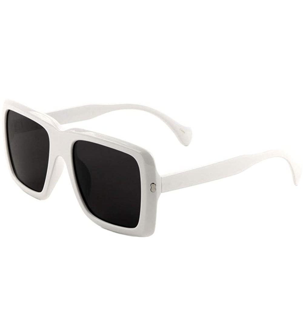 Square Oversized Square Thick Round Frame Sunglasses - White - CB197R66W47 $26.53