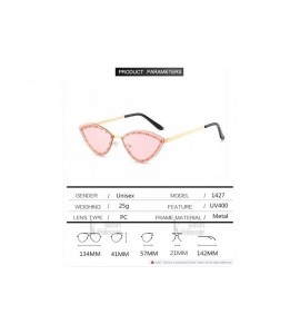 Rimless Cat Eye Sunglasses for Women Rimless with Rhinestones Shades UV Protection - Gray - CQ190HDYM79 $18.13