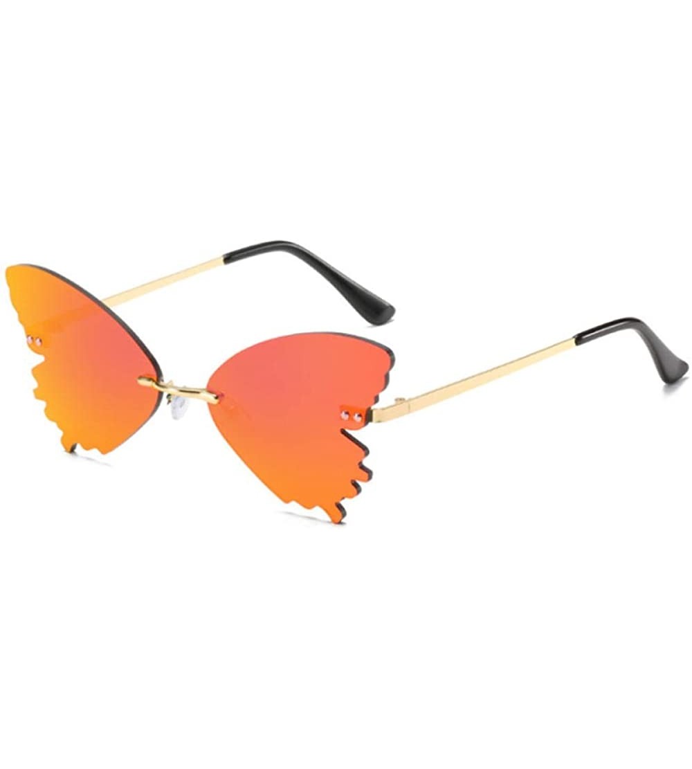 Sport Butterfly-shaped personality sunglasses retro frameless sunglasses for men and women - Red - CN19088TSS3 $32.99