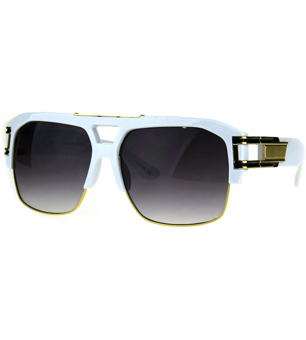 Square Mens Designer Fashion Sunglasses Celebrity Style Square Frame UV 400 - White - CL187WREN6U $20.02
