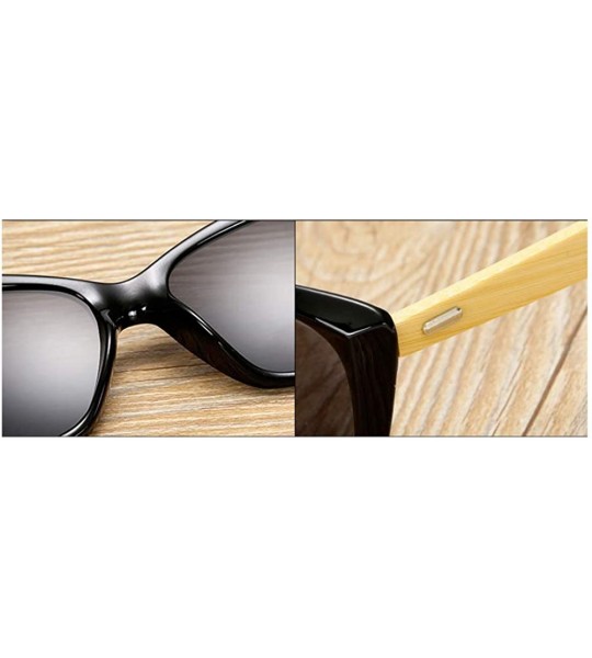 Rectangular Wooden Frame Lightweight Sunglasses Cool Classic Eyewear Anti-UV Glasses for Man - Black Gold - CW18NW2SEWE $20.92