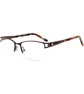 Rectangular Uncovered wide angle lens design semi-rimless metal optical frames clear lens - Brown - CC18C722ELW $29.49