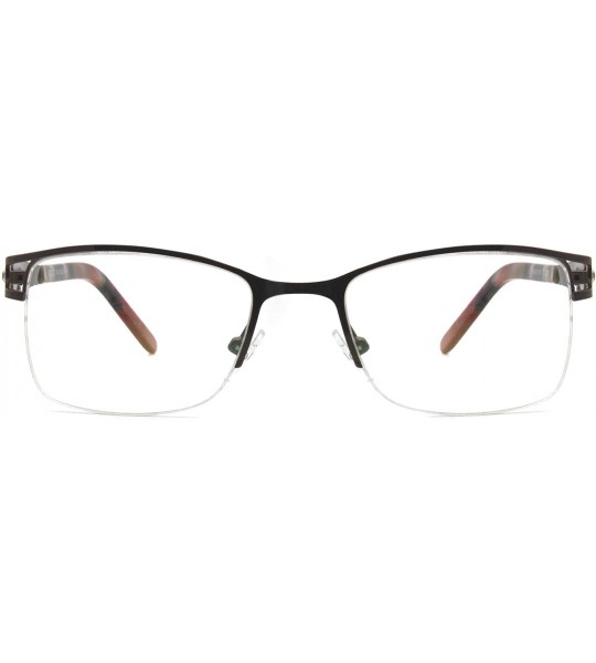 Rectangular Uncovered wide angle lens design semi-rimless metal optical frames clear lens - Brown - CC18C722ELW $29.49