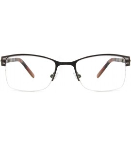 Rectangular Uncovered wide angle lens design semi-rimless metal optical frames clear lens - Brown - CC18C722ELW $29.49