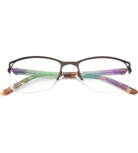 Rectangular Uncovered wide angle lens design semi-rimless metal optical frames clear lens - Brown - CC18C722ELW $29.49