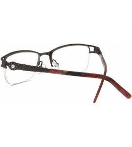 Rectangular Uncovered wide angle lens design semi-rimless metal optical frames clear lens - Brown - CC18C722ELW $29.49