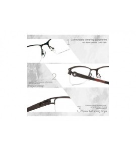 Rectangular Uncovered wide angle lens design semi-rimless metal optical frames clear lens - Brown - CC18C722ELW $29.49