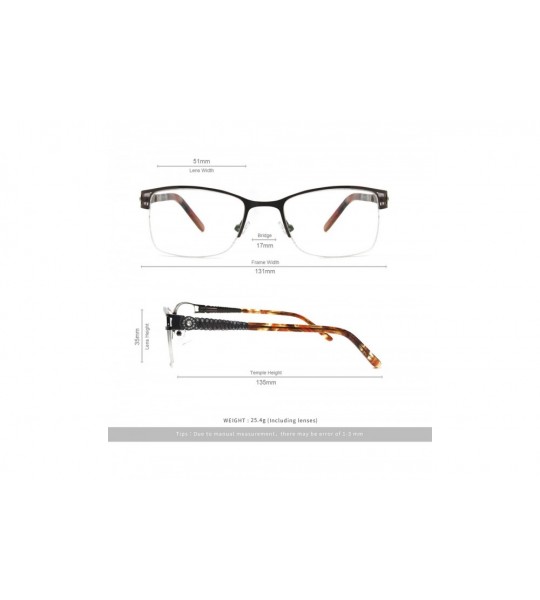 Rectangular Uncovered wide angle lens design semi-rimless metal optical frames clear lens - Brown - CC18C722ELW $29.49