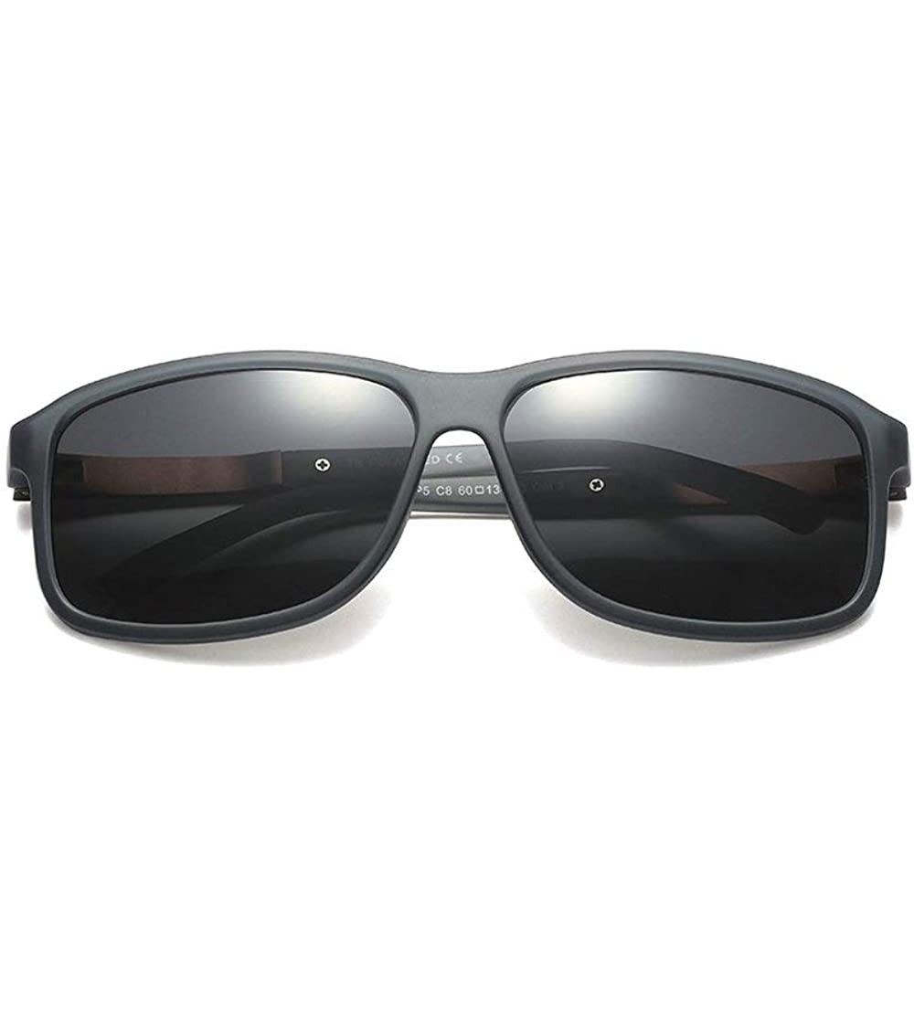 Square Fashion Square Glasses Brand Designer TR90 Frame Polarized Sunglasses For Men - Grey - CT18TQW72NX $26.80