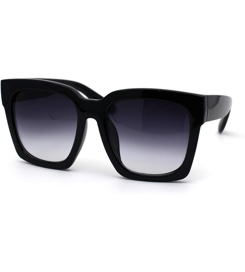 Oversized Womens Boyfriend Style Oversize Horned Rim Thick Plastic Sunglasses - Black Gradient Black - CQ192AGQG5A $26.89