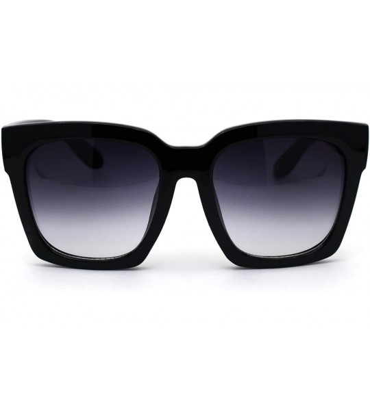 Oversized Womens Boyfriend Style Oversize Horned Rim Thick Plastic Sunglasses - Black Gradient Black - CQ192AGQG5A $26.89