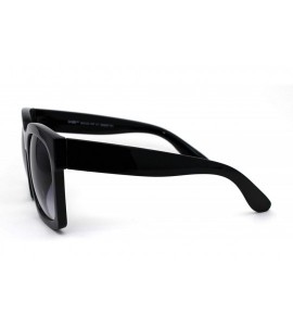 Oversized Womens Boyfriend Style Oversize Horned Rim Thick Plastic Sunglasses - Black Gradient Black - CQ192AGQG5A $26.89