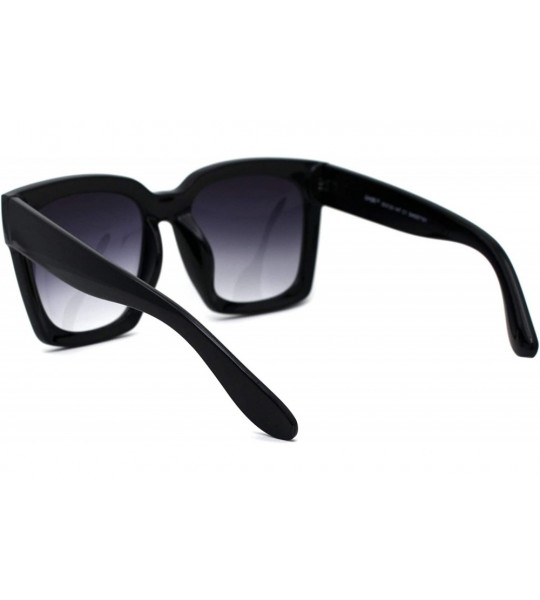 Oversized Womens Boyfriend Style Oversize Horned Rim Thick Plastic Sunglasses - Black Gradient Black - CQ192AGQG5A $26.89