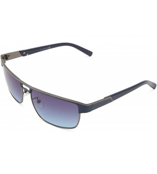 Rectangular mens R1298 Rectangular Sunglasses - Gunmetal/Blue - CU11C4S3QSL $67.60