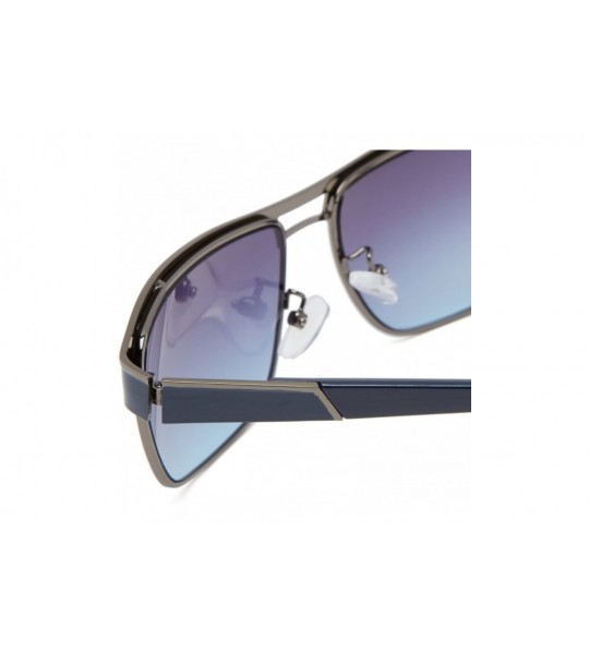 Rectangular mens R1298 Rectangular Sunglasses - Gunmetal/Blue - CU11C4S3QSL $67.60