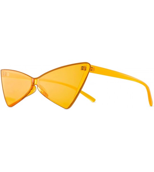 Goggle Colorful One Piece Rimless Transparent Cat Eye Sunglasses for Women Tinted Candy Colored Glasses - CU18REM2COM $29.37