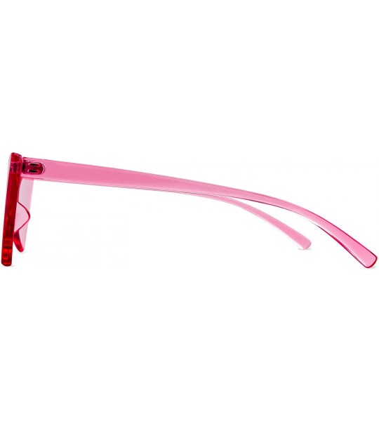 Goggle Colorful One Piece Rimless Transparent Cat Eye Sunglasses for Women Tinted Candy Colored Glasses - CU18REM2COM $29.37